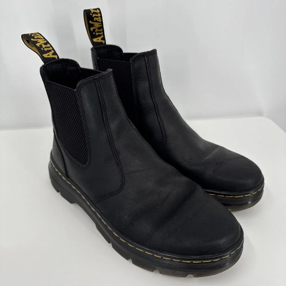 DR MARTENS Embury Unisex Chelsea Mens 8 Women 9 Black Leather Ankle Boots Grunge